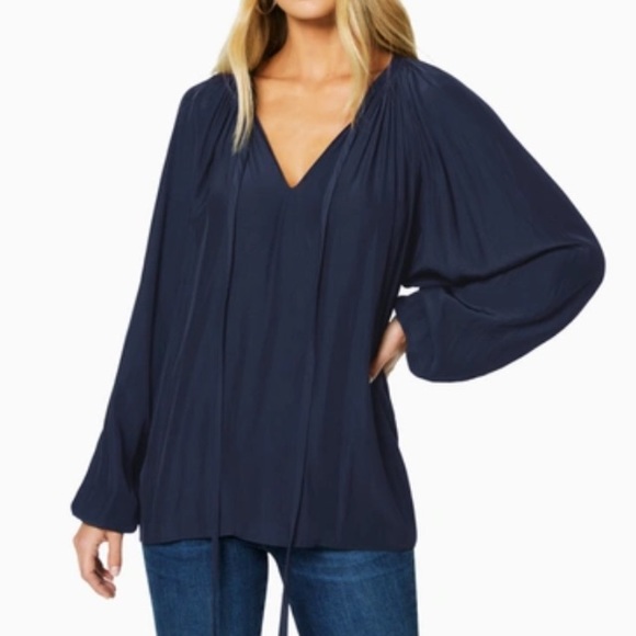 Ramy Brook Tops - Paris Long Sleeve Blouse In Navy